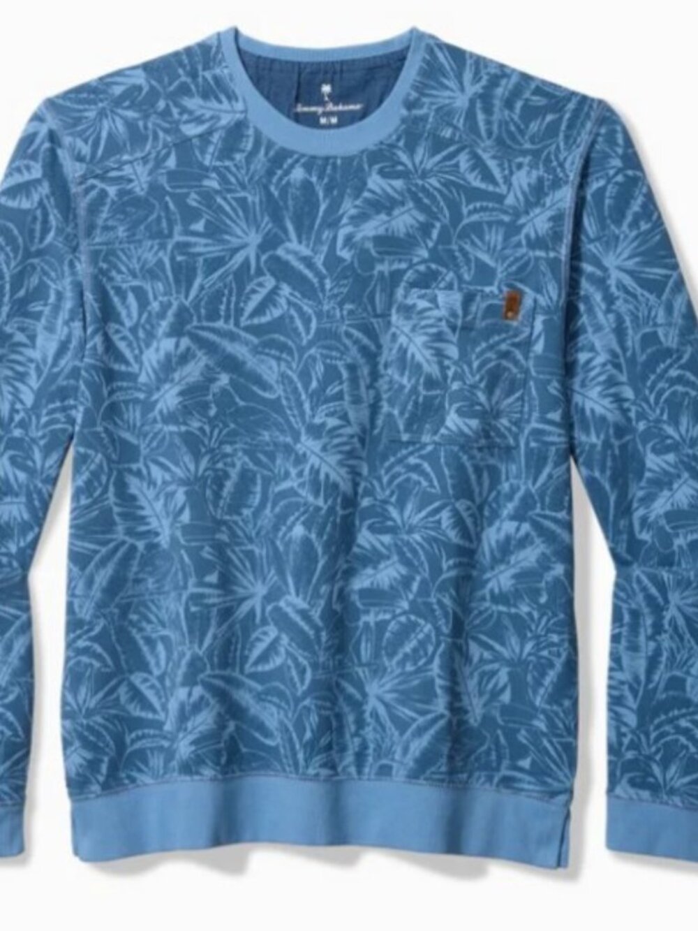 NWT $128 Tommy Bahama XL Ben & Terry Twilight Palms Buccaneers Blue Crew Shirt
